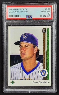 DAVE STAPLETON 1989 UPPER DECK #304 BREWERS PSA 10 GEM ULTRA RARE - Image 1 of 3