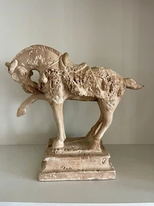 Vtg Chinese Tang Dynasty Style War Horse Figure 10” Heavy Resin Shelf Styling - Picture 1 of 10