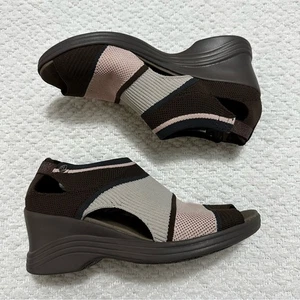 BZees Honey Peep Toe Heel Sandals Brown Pink Women’s Size 8.5 - Picture 1 of 10