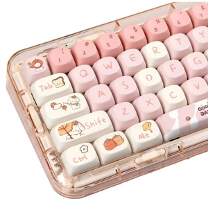 PBT Keycaps, 140 Keys Custom Keycaps Cute Dye-Sublimation Pink Dog Theme Keyc... - Picture 1 of 7