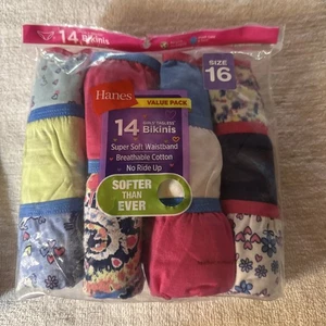 HANES Big Kid Girls Pack of 14 Tagless Hipster Underwear Size 16 NIP - Picture 1 of 4