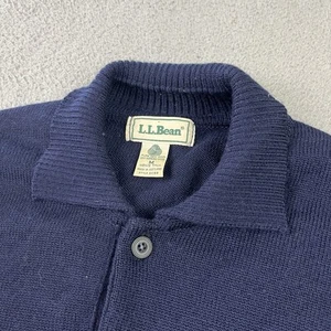 Vintage LL Bean Sweater Mens Medium Blue Merino Wool Pullover Made in Scotland - Picture 1 of 12