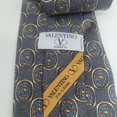 Corbata de seda Valentino Cravatte azul gris diseñador ¡Muy bonita!  Foto 1 de 4