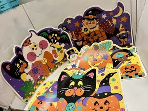 4 VTG Barth & Dreyfuss B&D Vinyl Halloween Placemats Pumpkins Cats Ghost - Picture 1 of 7