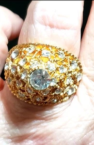 Anillo Vintage Estrás - Talla 8 - Anillo de Moda con Cúpula de Vidrio Brillante - Magnate rb - - Imagen 1 de 4