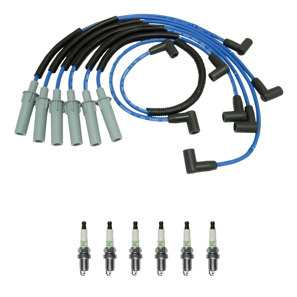 Juego de cables NGK y kit de 6 bujías de alimentación V para Dakota Durango Ram 1500 3,9 L V6 Foto 1 de 1