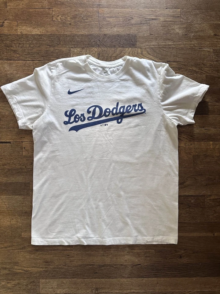 Nike Los Angeles Dodgers Camiseta Para Hombre Grande Blanca MLB Gráfico Camiseta LA Béisbol Foto 1 de 3