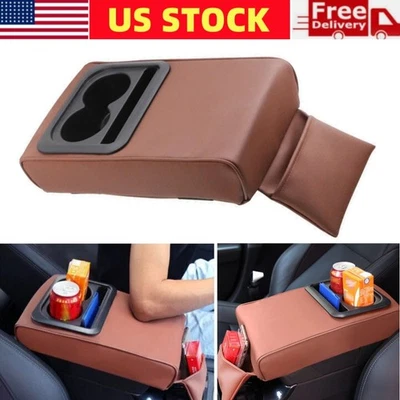 Car Armrest Cushion Car Center Console Cover with Cup Holder for Sedans SUV Car - Image 1 of 4