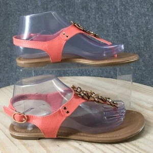 Andiamo Sandals Womens 8 Wide Abusybee Thong Slingback Flat Pink Faux Leather - Picture 1 of 16