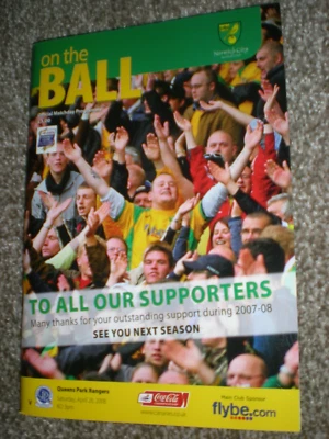NORWICH CITY v QUEENS PARK RANGERS,  26th APR 2007,  NO WRITING, MINT CONDITION. - Image 1 of 2