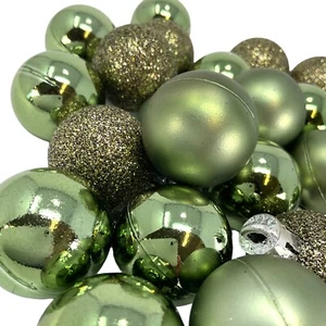 1 Inch Shiny, Matte and Glitter Green Plastic Ball Christmas Ornament 24 Piece - Picture 1 of 7