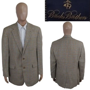 Brooks Brothers Italy Green Blue Houndstooth Plaid Silk Linen Wool Sport Coat 42 - Picture 1 of 10