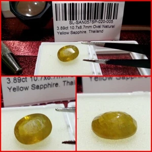 Zafiro natural Amarillo Oval Tailandia 3.89 Cts - Imagen 1 de 8