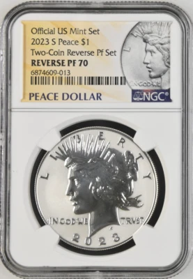 :2023-S SAN FRANCISCO SILVER PEACE DOLLAR NGC PF 70 UC RP REVERSE PROOF ULT CAM - Image 1 of 2