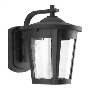 Progress Lighting East Haven LED Textured Black Clear Seeded Glass Lantern Light - Picture 1 of 11