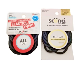 Scunci-Black-Comfortable-Hair Elastics-2 Packs 10ct Each-BETTER STRETCH-NEW! - Picture 1 of 2