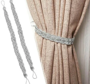1 Paar geflochtene Satin Seil Vorhang Raffhalter - Raffhalter Halterlose Gardine & Voile - Bild 1 von 17