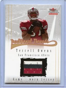 TERRELL OWENS ( 3 - COLOR ) FLEER ( 2001 ) GAME-WORN JERSEY CARD 49ERS HOF WR - Picture 1 of 2