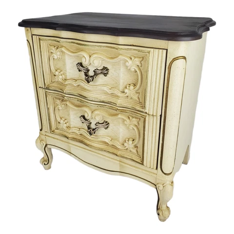Vintage Louis XV Style Nightstand End Table 2 Drawer French Rococo Cover