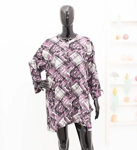 MASAI Longshirt Lagenlook Abstrakt Bluse Lila Grau Tunika L - Bild 1 von 9