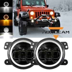 Par de luces antiniebla LED AUXBEAM 4" parachoques delantero señal de giro DRL para Jeep Wrangler JK - Imagen 1 de 12