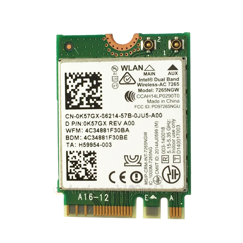 Intel 7265AC 867m WiFi WLAN Card BT4.0 for DELL E7470 E7270 E7440 XPS12 13 15 18 - Image 1 of 4