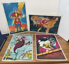 4 Vintage 1978 DC COMICS PLACE MAT / POSTER Aquaman, Flash, Shazam, Batman.