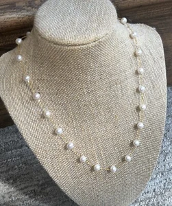 Nuevo Collar Estación Eternidad Perla Genuina 14K - Imagen 1 de 4