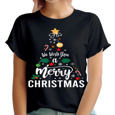 Christmas Tree Graphic T-shirt - Unisex Holiday Party Festive Design #MC #T2382 - Image 1 of 4