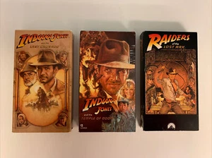 Indiana Jones Trilogy VHS Raiders/Temple/Crusade Harrison Ford 3 Tape Cassettes - Imagen 1 de 12