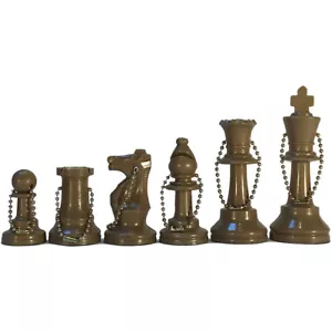 WE Games Keychain Bag Tag Chess Pieces - Includes 17 Pieces in Gold - Picture 1 of 7