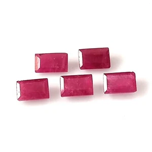 3X5 MM BAGUETTE SHAPE RUBY NATURAL UNHEATED FACETED CALIBRATED GEMSTONE 5 PIECES - Picture 1 of 4