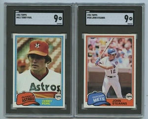 1981 Topps #411 Terry Puhl SGC 9 MINT and #428 John Stearns SGC 9 MINT - Picture 1 of 2