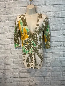 Suéter Anthropologie Charlotte Tarántula Floral Botón Frontal Algodón Talla M - Imagen 1 de 7