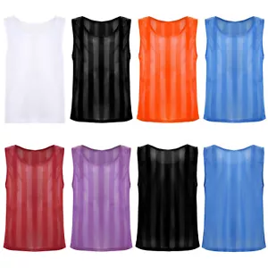 Unisex Kids Shirt Striped Vest Tees Tank Top Training Athletic Quick Dry Mesh - Picture 1 of 54
