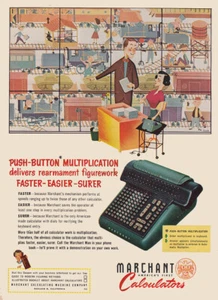 1951 Marchant Calculators: Push Button Multiplication Vintage Print Ad - Picture 1 of 1