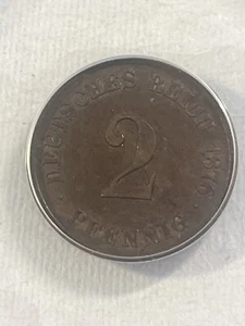 1876-A Germany Empire 2 Pfennig Graded AU 50 by ANACS - Picture 1 of 4