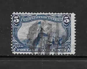 U.S. SCOTT 288 USATO FINE - 1898 5c BLU OPACO - EMISSIONE TRANS-MISSISSIPPI (S4) - Foto 1 di 2