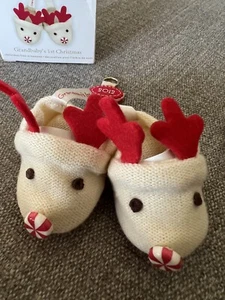 Hallmark Ornament Grandbaby's First Christmas 2012 GrandChild,Reindeer Slippers - Picture 1 of 7