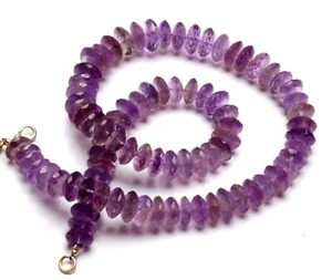 Collar de 18" con gemas de amatista natural tamaño 10 a 12 mm cuentas rondelle corte alemán - Imagen 1 de 6