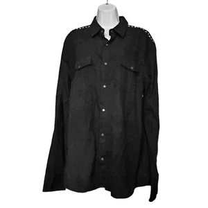VINTAGE NOS NWT Sovereign Code Womens XL Black Snap Up Studded Shirt - Picture 1 of 14