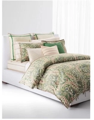 RALPH LAUREN Allie Green Paisley FULL/ QUEEN Comforter & Pillow Shams Set 5 Pc - Image 1 of 4