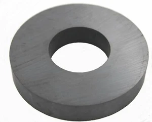 Ferrite Donut / Ring Ceramic Type Magnet, Size  2¾" OD, 1¼" ID, ½" Thick - Picture 1 of 2