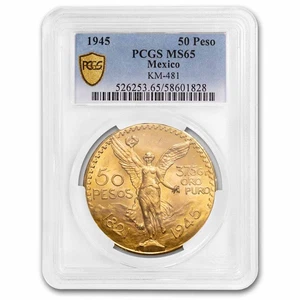 1945 Mexico Gold 50 Pesos MS-65 PCGS - Picture 1 of 3