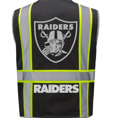 🦺 LAS VEGAS RAIDERS TWO TONE SAFETY VEST W/ POCKETS REFLECTIVE LOGO SIZE M-5XL - Image 1 of 4