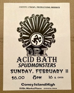 DRI ACID BATH SPUDMONSTERS VINTAGE 1996 2/11/96 CONEY ISLAND HIGH NYC NYHC - Picture 1 of 2