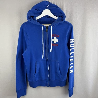 Hollister Sudadera con Capucha Mujer Grande Azul Océano Reloj Surf Cremallera Completa Bordada Y2K Foto 1 de 4