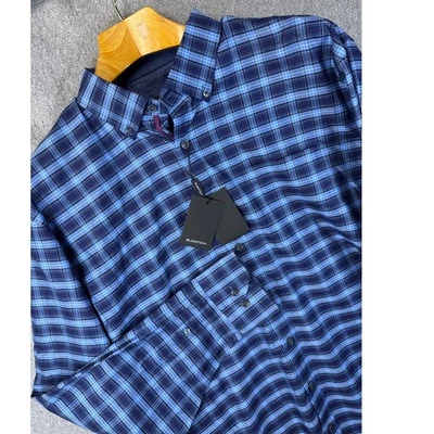 NWT Bugatchi Men's XL Blue Plaid Long Sleeve Button Down Casual Shirt Preppy Lux - Image 1 of 4