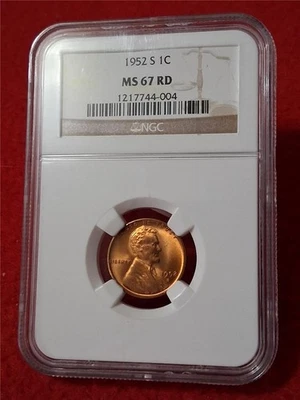 1952-S LINCOLN WHEAT BACK CENT NGC MS 67 RD                              #DRF-35 - Image 1 of 3