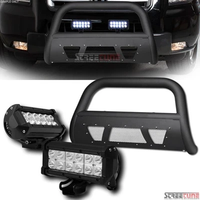 For 03-08 Pilot/06+ Ridgeline Matte Blk Studded Mesh Bull Bar+36W Cree LED Lamps Foto 1 de 4